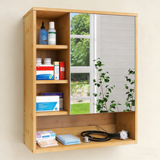 Bathroom Mirror Cabinet Makeup Medicine Storage Toilet Cupboard Shelf Organiser