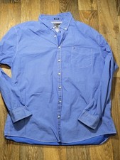 Tommy Hilfiger 80s 2 Ply Mens 2XL Long Sleeve Button Up Blue Pocket