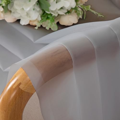 Sheer Curtains 45 Inch Long 2 Panels, Light 42"W x 45"L (Pack of 2) Light Grey - 第 2/6 張圖片