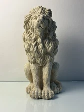 Lion Statue 14.5” Stone Look Resin Sculpture Garden Decor Regal King Lion