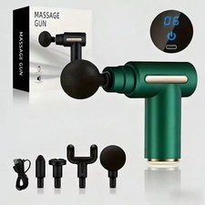 Portable Electric Massage Gun With LED Screen 4 Heads Mini Handheld Tool