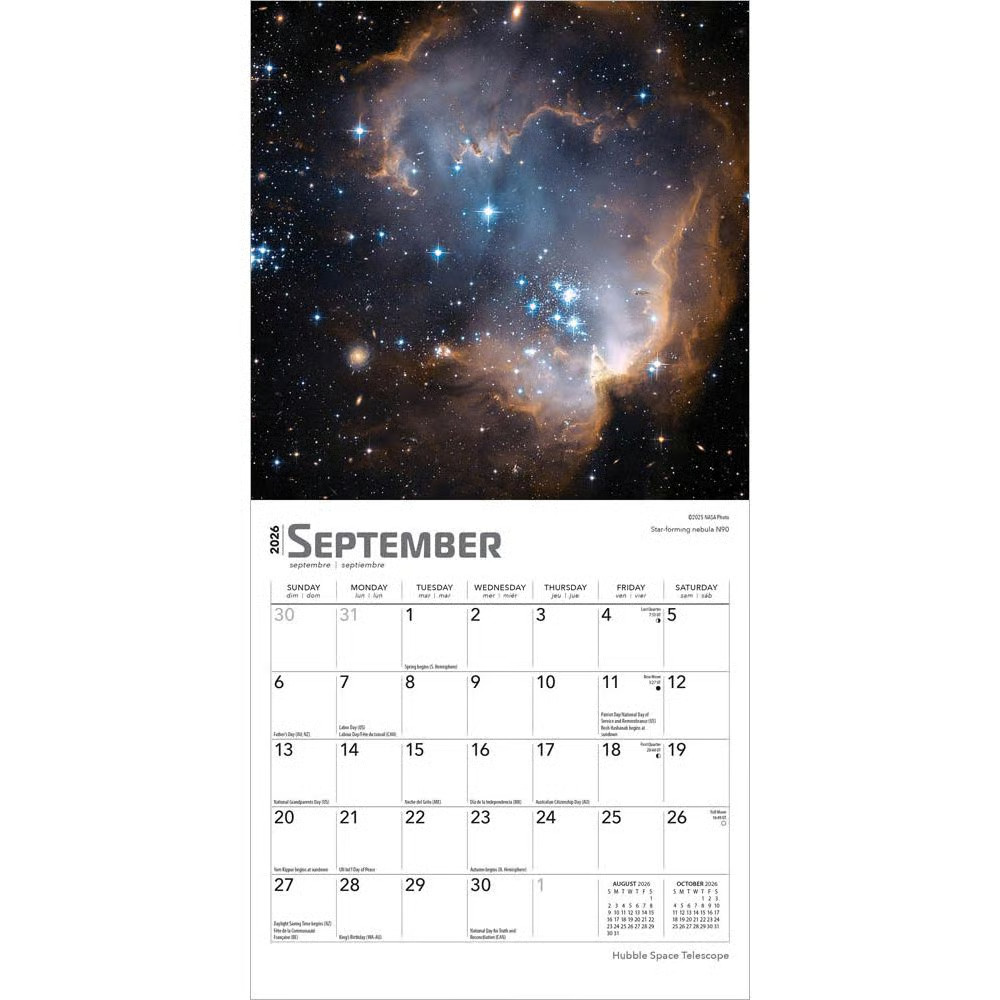 BrownTrout,  Hubble Space Telescope 2026 Mini Wall Calendar, 7'' X 7'', 16-Month