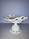 Vintage Fostoria Monroe Milk Glass Pedestal Banana Stand - Milk Glass Fruit Dish
