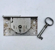 Antique Drawer Door Lock Half Mortis Lock Vintage Hardware 