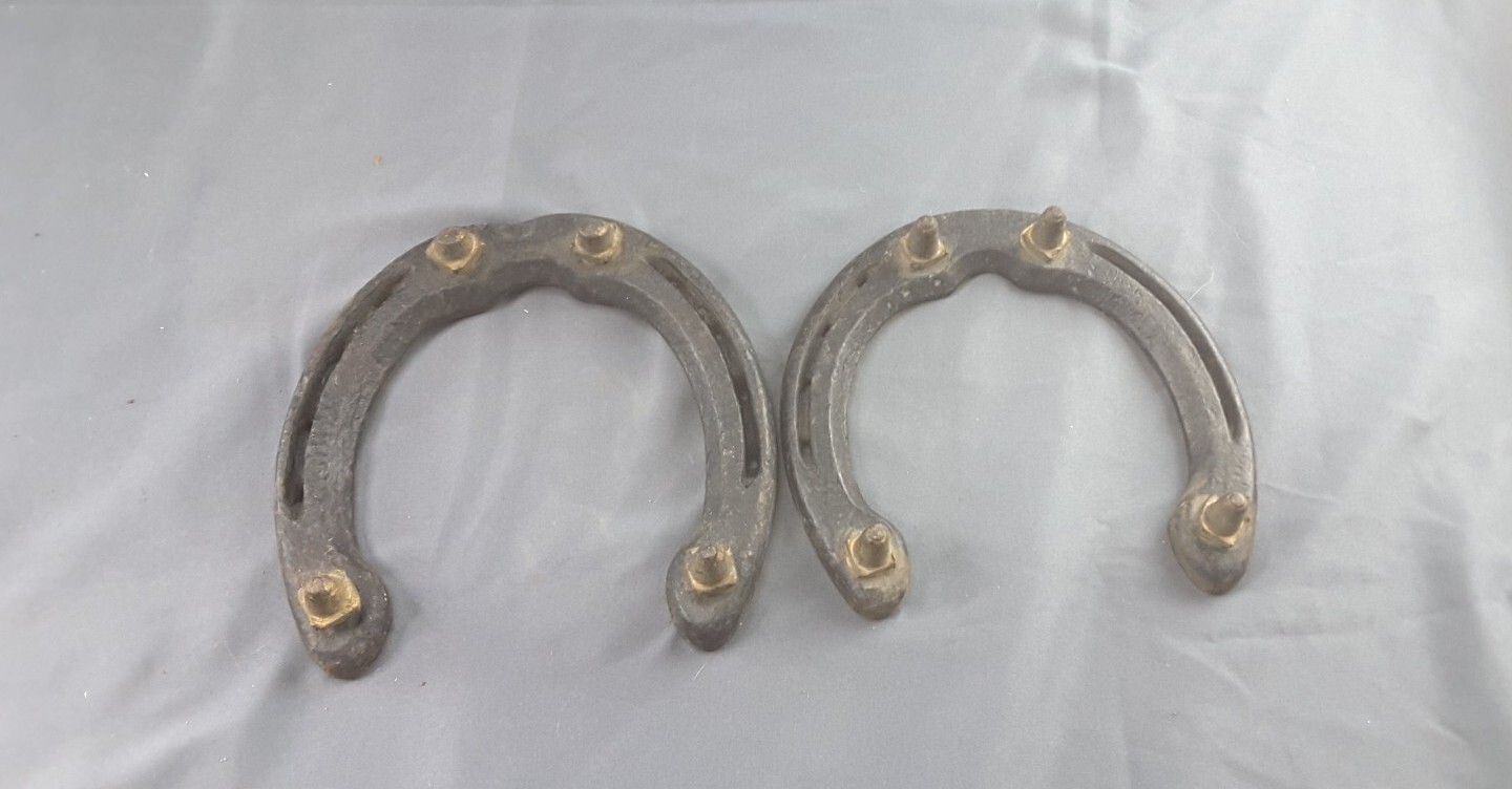 Vintage pair Horse Shoes Snow Spikes farm work Decorative Rustic