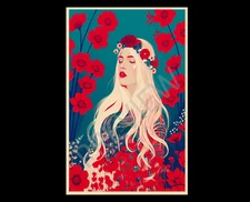 Ziola Rosa Art Print 11x17 Signed Art Vintage Flower Girl Botanical Flower Red