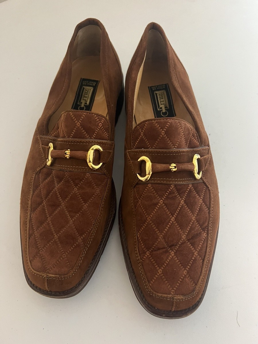 Zilli Brown Soft Suede Tassel Loafer with Woven Detail 8.5 