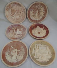 Lot of 6 Bradex 3D Inoclay Stone 10" Plates Romantic Poets & Great Romances