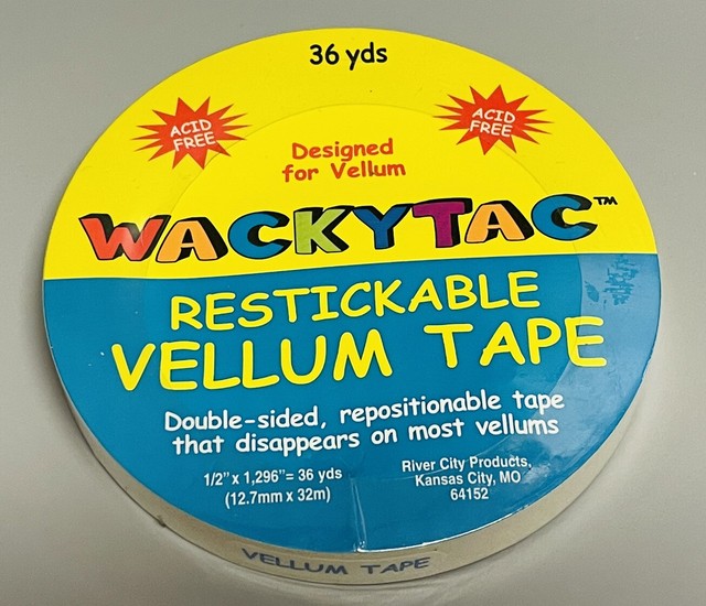 Set If 2 Wackytac Restickable Vellum Tape Each 36yds X 1/2" Scrapbook