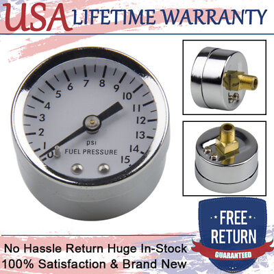 #ad 1.5quot; Low Pressure Chrome Fuel Pressure Gauge 0 15 PSI 1 8quot; NPT Male Fitting 1561 $11.75