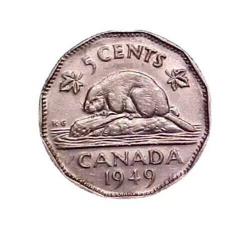 カナダ　5セント　銀貨 1949 CANADA - 5 Cents Coin - Vintage High Grade CIRC. Collectible
