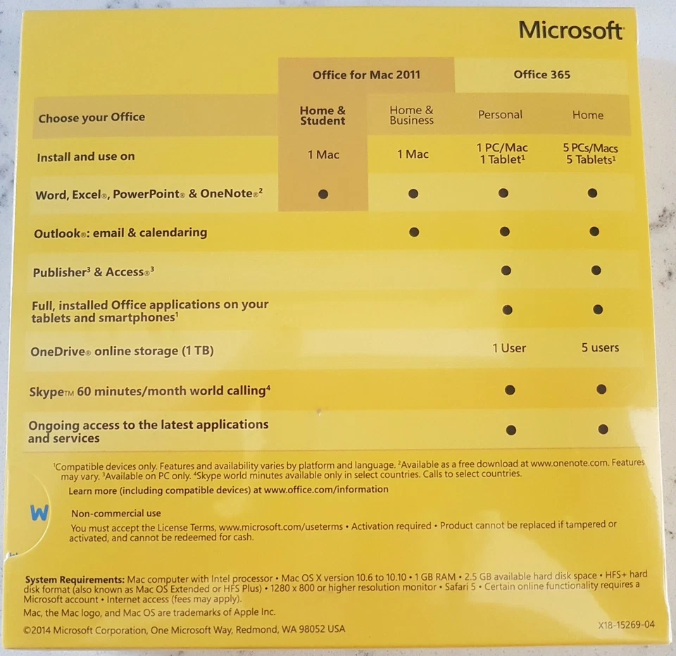 Microsoft Office MAC 2011 Home & Student Retail DVD OS 10.6 to 10.10 only - Image 2 of 2