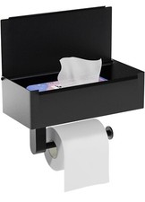 Toilet Paper Holder with Shelf, Flushable Wipes Dispenser Storage, Bathroom Toil