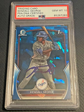 KENDALL GEORGE signed auto 2023 1st Bowman Chrome Sapphire Refractor PSA 10 Auto