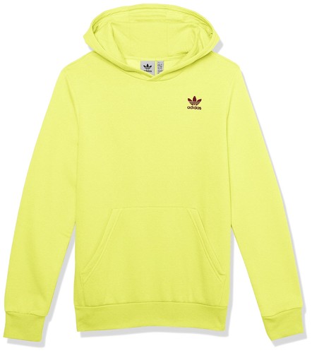 adidas Originals Kids' Adicolor Hoodie, Pulse Yellow/Maroon, X-Small