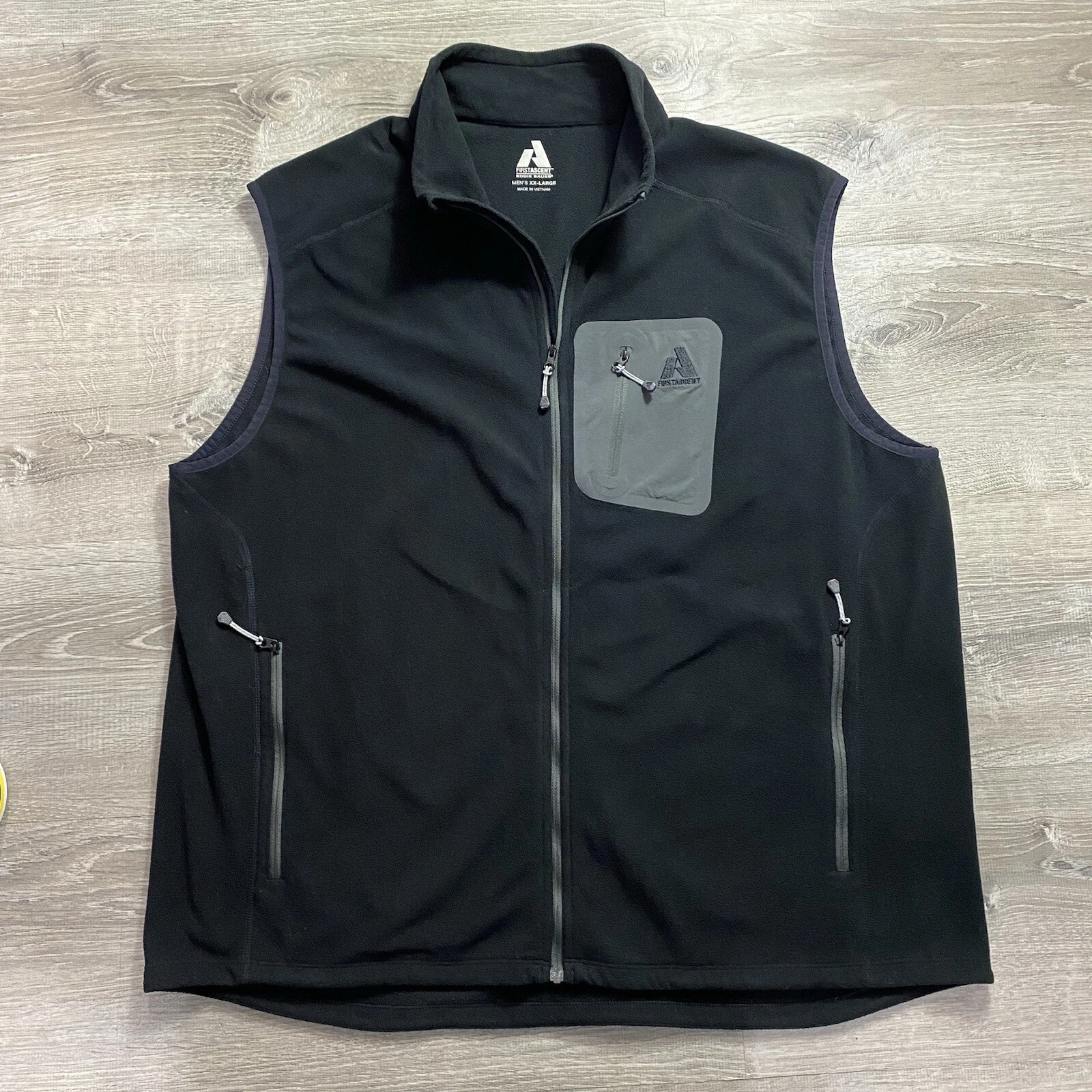 Eddie Bauer Men’s First Ascent Fleece Vest Full Zip Black Size XXL Hiking 🔥
