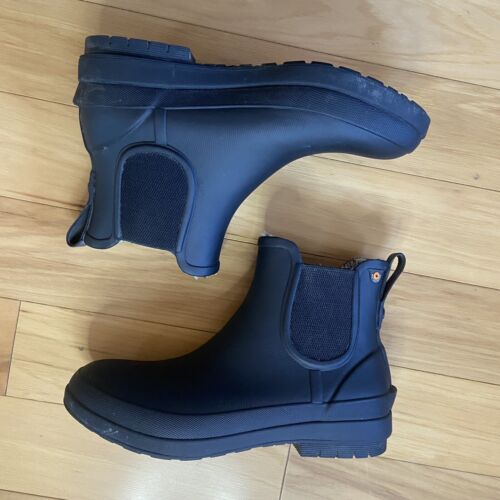 Bogs Amanda II Chelsea Rain Boots Womens Sz 7 Black Insulated Waterproof Shoes