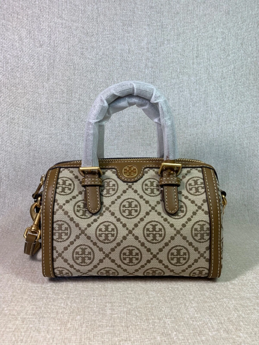 NEW Tory Burch T Monogram Hazelnut Jacquard Small Camera Crossbody Shoulder  Bag