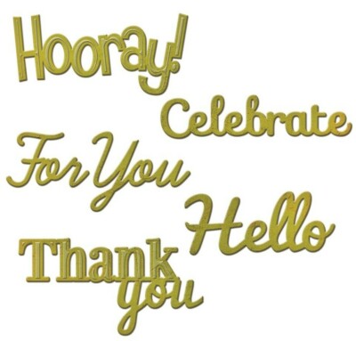 Phrase Set Two Spellbinders Shapeabilities Die Set S4-564 Hello Thank You Hooray