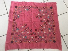 Echarpe  EPICE carré laine rose broderies fleurs ❤️