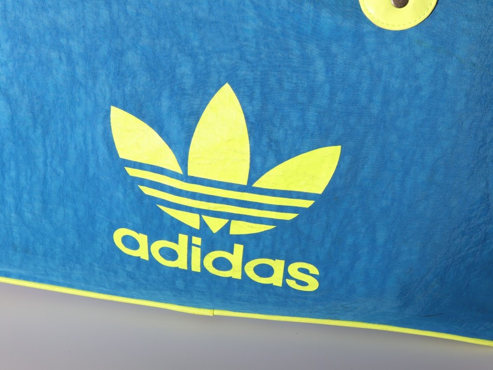 Adidas Duffle Bag Retro Style Bule Neon Yellow Gym Bowling Rare Casual