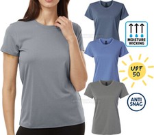 Womens Snag Resistant Dri Fit Heathered UPF 50 T-Shirt Ladies Exercise Tee S-3XL