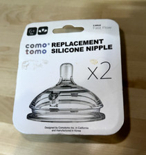 ComoTomo Silicone Bottle Nipples Fast Flow 6 Months - 3 Hole - 2 pack NEW