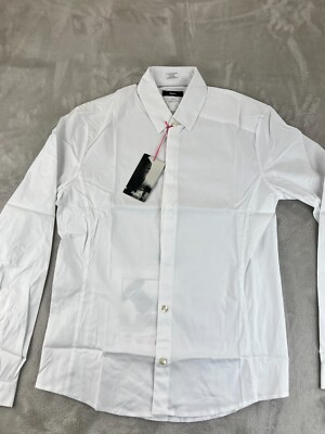 Rapha Long Sleeve Button Up Shirt White Size Small Stretch Cycling City Tech