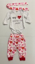 NWOT Infant 12 Mo My 1st Valentine's Day 2020 Long Sleeve Bodysuit, Pants  Sash