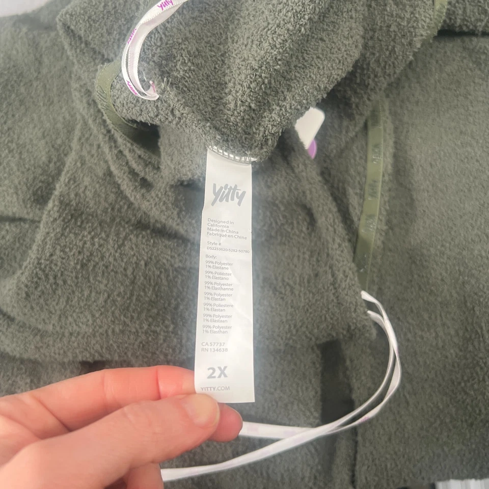 Yitty Fabletics Dress Womens 2X Green Pet Me Strapless Lounge Comfy Sherpa NWT - Image 4 of 4