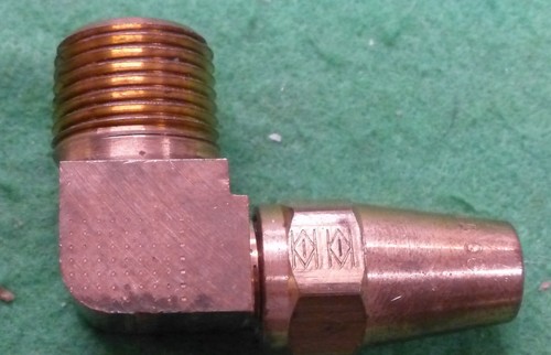 GOULD 06 90 DEGREE ELBOW BRASS 1/2" NPT 3/8 COMPRESSION HOSE jt - Picture 3 of 3
