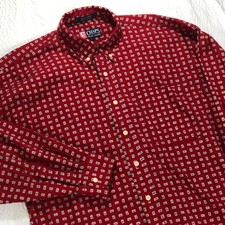 VTG 90s CHAPS Ralph Lauren Mens L Red Button Up L/S SouthWestern Preppy Shirt