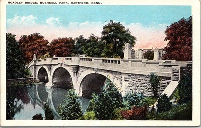 Vintage Hoadley Bridge Bushnell Park Hartford CT Postcard Trinity Stationery Co