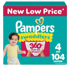 Pampers 104 Pack Swaddlers 360 White Unisex Size 4 Disposable Baby Diapers