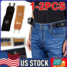 1/2Pcs Tactical Metal Hook Elastic Belt Buckle-Less Invisible Waist Belt Closure