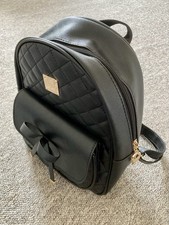 Black Leather Lightweight Backpack Handbag Small Adjustable Shoulder Straps