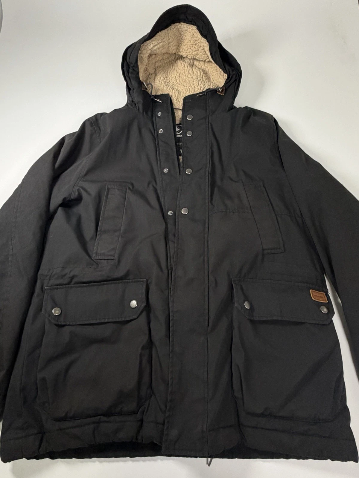Volcom Snow Hooded Parka Water Resistant jacket men’s y2k Fleece Lined skater