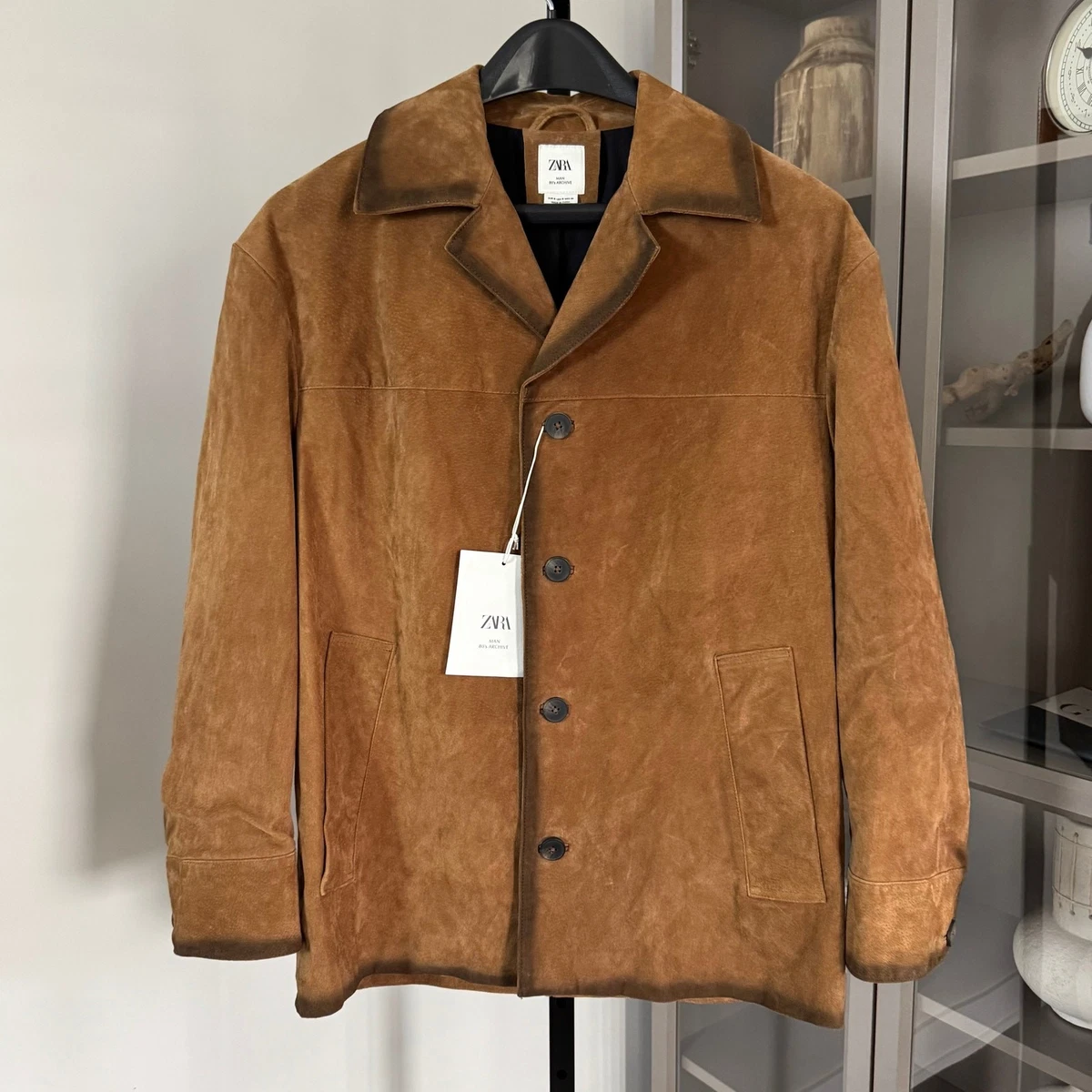 ZARA MAN スエードロングコート XL Zara Man 80's Archive Suede Shaded Brown Oversized Jacket S NEW