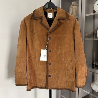Zara Man 80's Archive Suede Shaded Brown Oversized Jacket S NEW