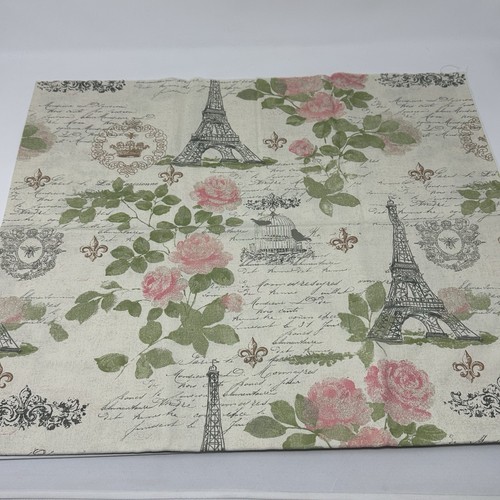 P/K Lifestyles Stoffstück Creme Grau Rosa Paris Frankreich Eiffelturm 45”x36”