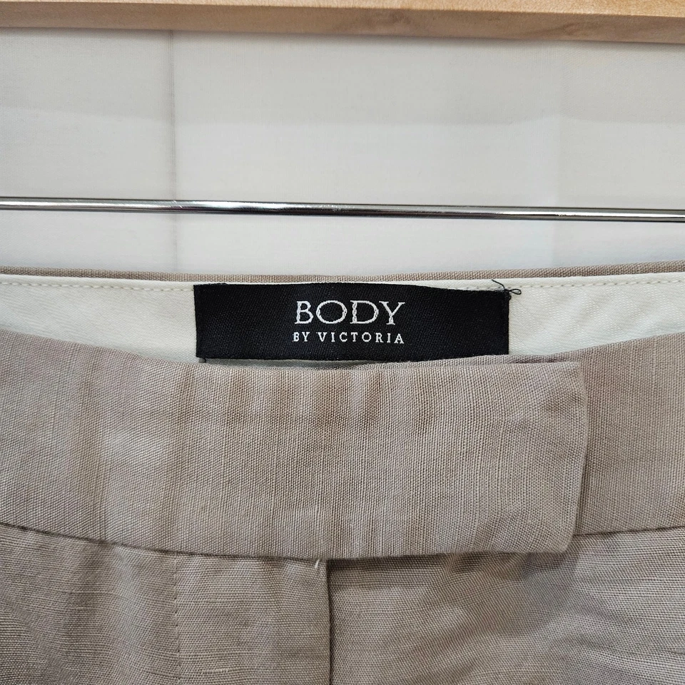 Pantalones Body by Victoria The Marisa Fit Mezcla de Lino Beige Cortos Talla 6 Foto 4 de 4