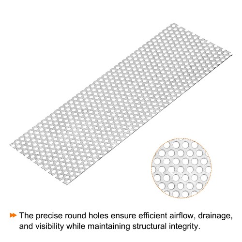 11.8"x4" 304 Stainless Steel Perforated Sheet 0.2" Hole Metal Mesh Plate - Picture 3 of 5