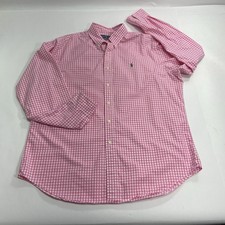 Polo Ralph Lauren Mens XL Shirt Pink Check Classic Fit Button Up Casual Pony
