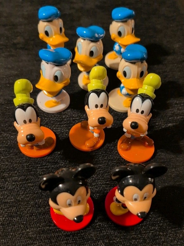 Lot of 10 Kellogg's Cereal Disney Mini Bobbleheads: Mickey, Donald, Goofy
