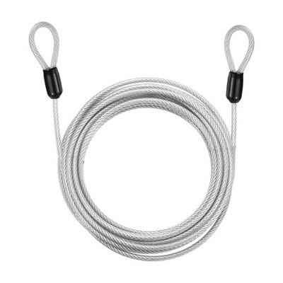 5/32'' Dia 13.1ft Security Cable Lock Vinyl Coated Steel with Loops Silver