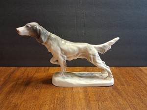 KATZHUTTE Hertwig Porcelain "English Setter" Dog Figurine EAST GERMANY VINTAGE
