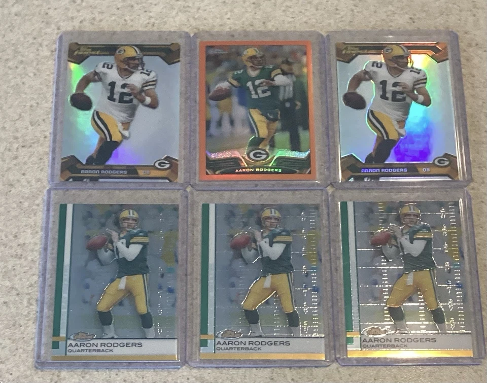 Aaron Rodgers Lot- Topps Finest (3) 2013 Refractor (2) Orange Refractor 2012 (1) - Image 2 of 3