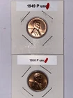 1949-P & 1950-P Lincoln Wheat Copper Pennies UNC Lot of 2 Fast Free Shipping.