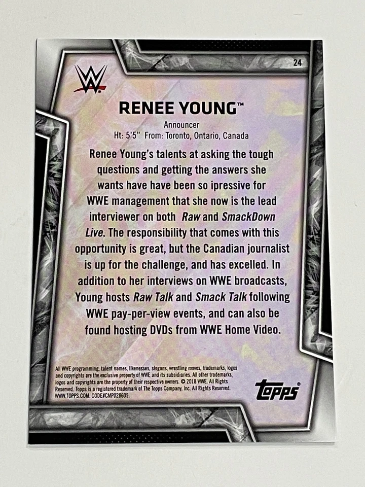 2018 Topps WWE Women's Division Wrestling #24 - Renee Young - Image 2 of 2