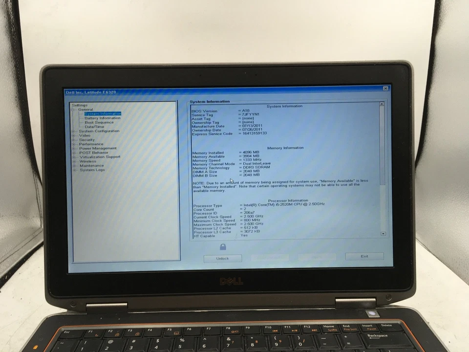 DELL LATITUDE E6320 - BOOTS TO BIOS/BIOS LOCK - LOT OF 2- INTEL i5 - 4GB RAM -BB - Image 2 of 4